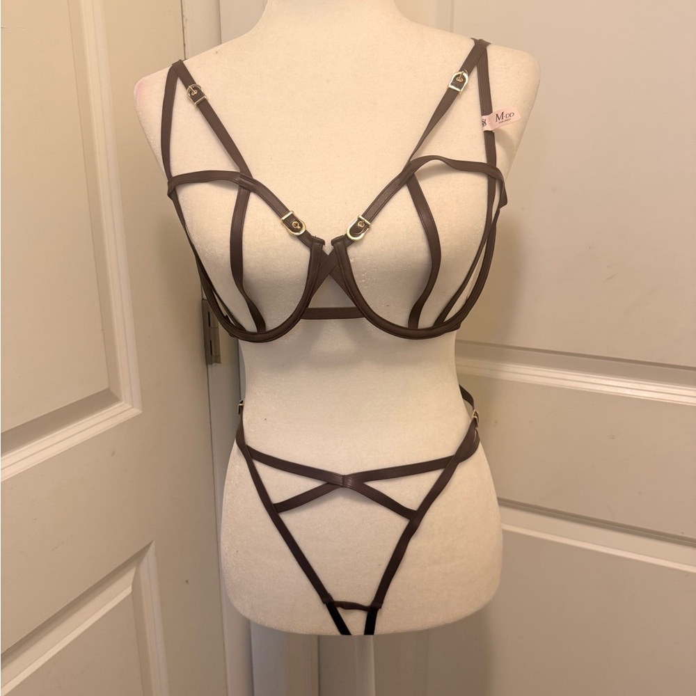 Victoria’s Secret Strappy Pleather Lingerie Set
